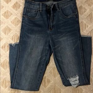 Women's Distressed Blue Jeans
